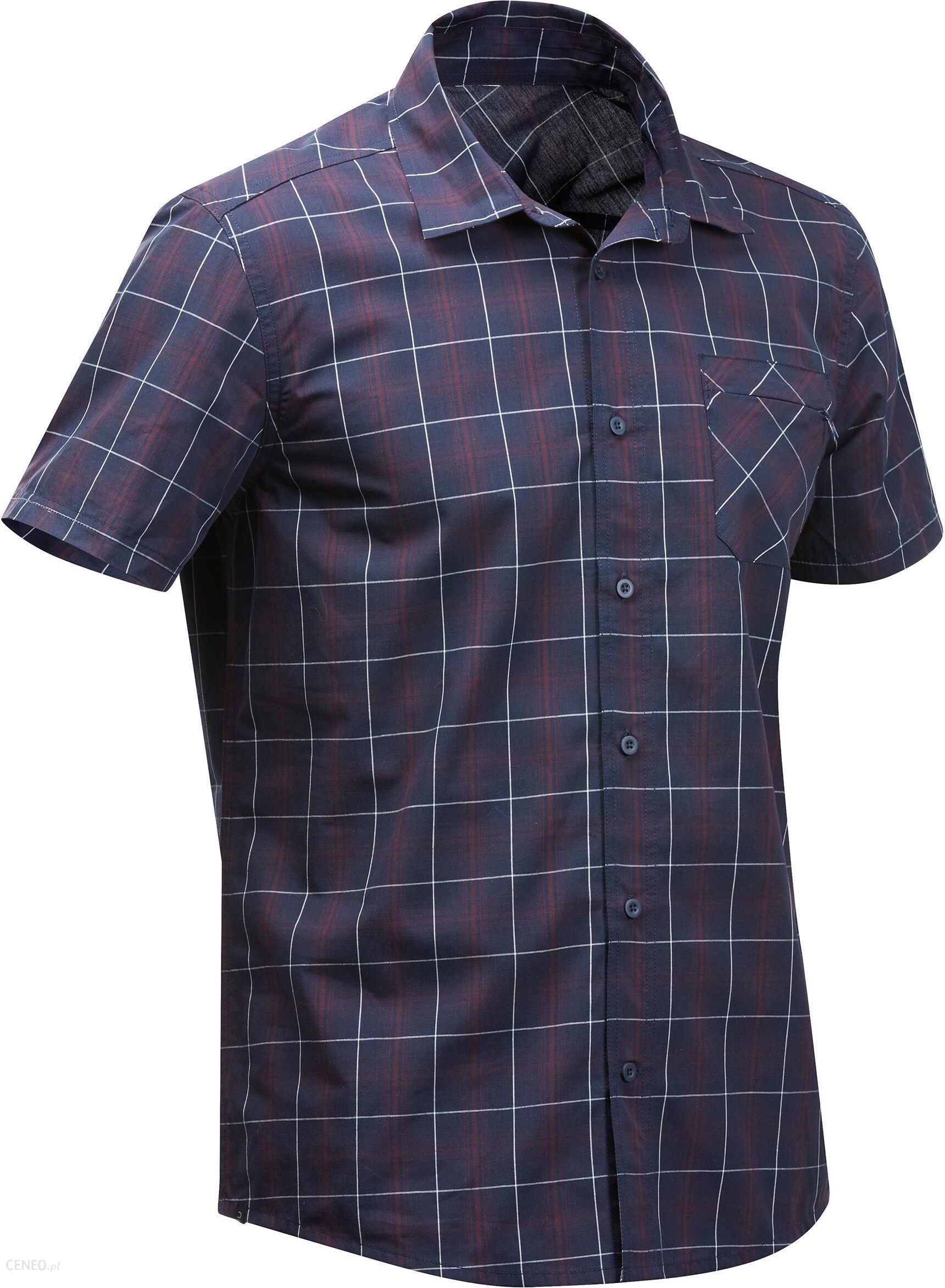 Forclaz Koszula Trekkingowa Z Krótkim Rękawem Męska Travel 100 Niebieski