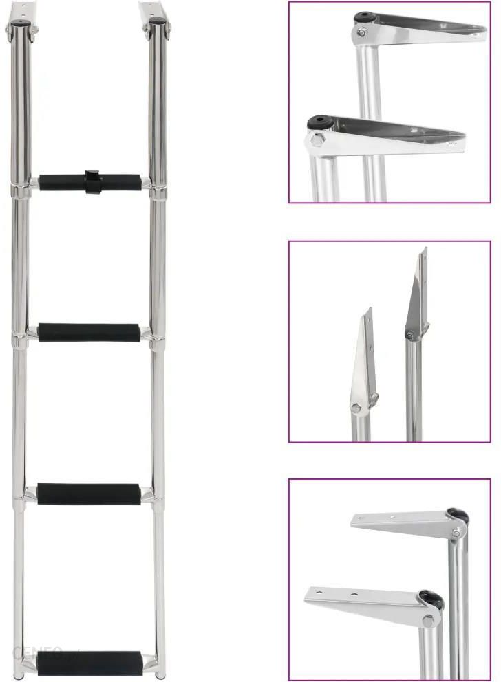 Vidaxl Drabinka pokładowa z 4 stopniami składana stal nierdzewna